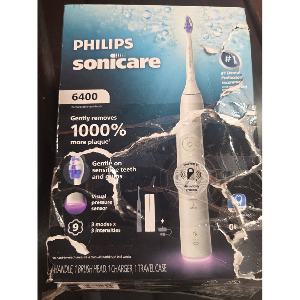 Philips Sonicare 6400 Rechargeable Toothbrush HX7410/04 WHITE*NEW/BOX DAMAGED
